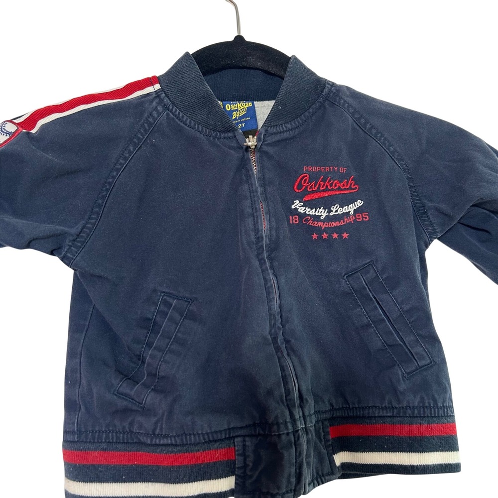Vintage OshKosh B'gosh Kids Navy Varsity League Bomber Jacket Size 2T - Picture 2 of 8